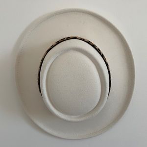 White Leopard Print Boater Hat